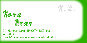 nora mrar business card